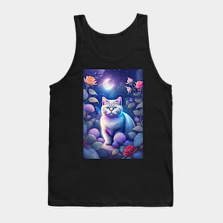 Moon And British Shorthair Tank Top